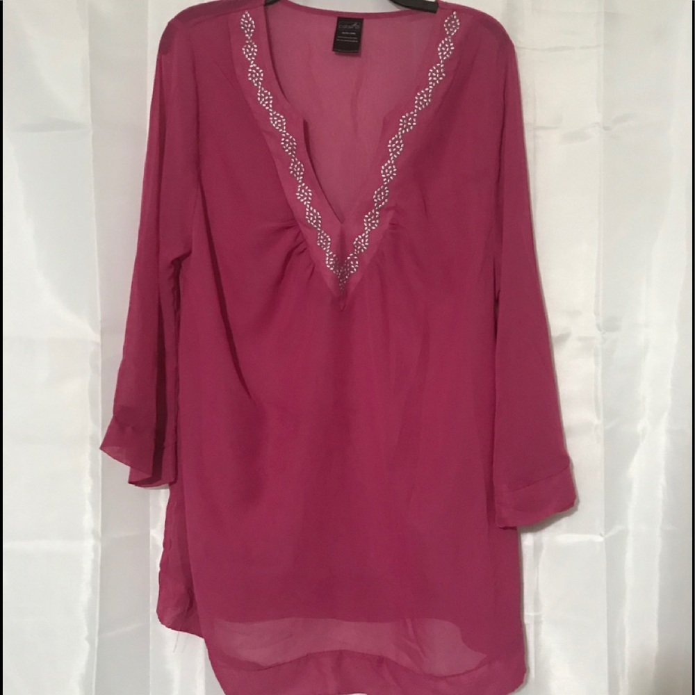 Catalina sheer pink tunic top size 1xl